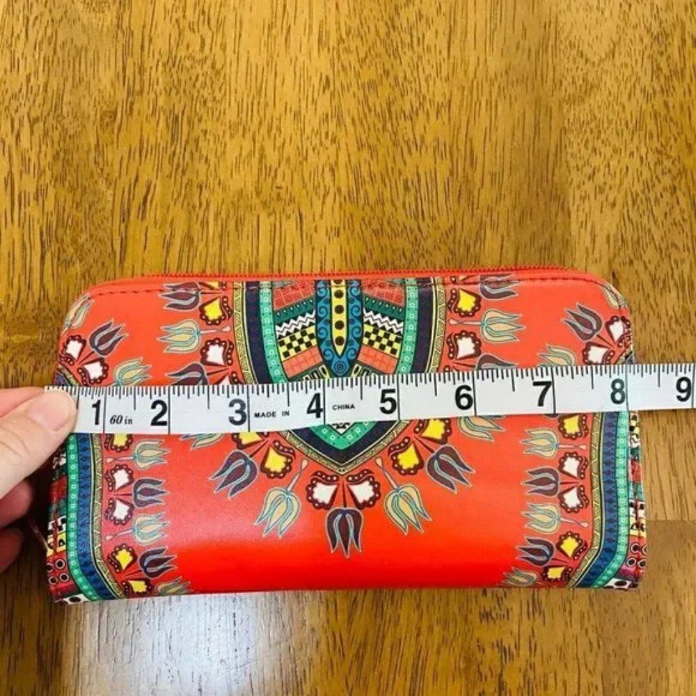 Dashiki Print Zip Around Wallet Clutch Tribal Boho Festival Ethnic Travel Bag - Picture 11 of 12